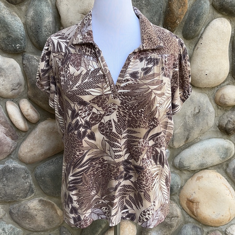 Classic Elements Brown Leaf Cotton Shirt - Picture 5 of 7